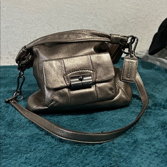 Coach Metallic Silver Leather Clutch - Picture 10 of 11